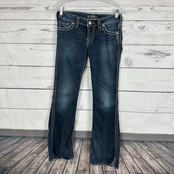 Silver Jeans Womens 28 Blue Frances Flare Thick Stitch Western - Picture 1 of 15